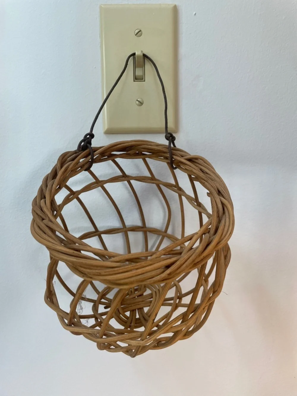 Woven Hanging Rattan Basket - Natural Brown small boho vibes